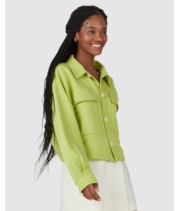 Jaqueta Cropped Feminina Manga Longa Ampla Em Moletom