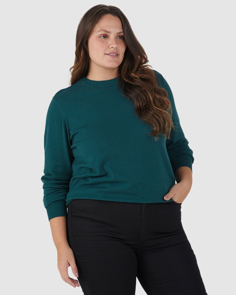 Suéter Básico Feminino Plus Size Gola Redonda Em Tricô