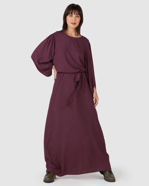 Vestido Longo Feminino Com Faixa Em Viscose