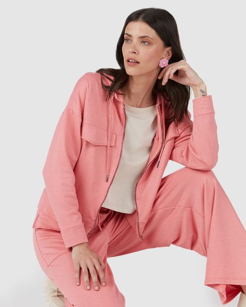 Jaqueta Feminina Lapelas Frontais Em Moletom Stretch Viscolinho