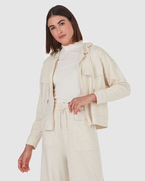 Jaqueta Feminina Lapelas Frontais Em Moletom Stretch Viscolinho