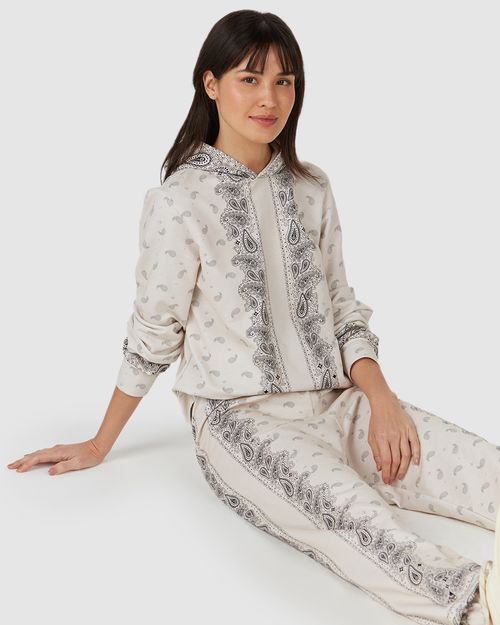 Blusão Feminino Estampa Paisley Em Moletom Sem Flanela