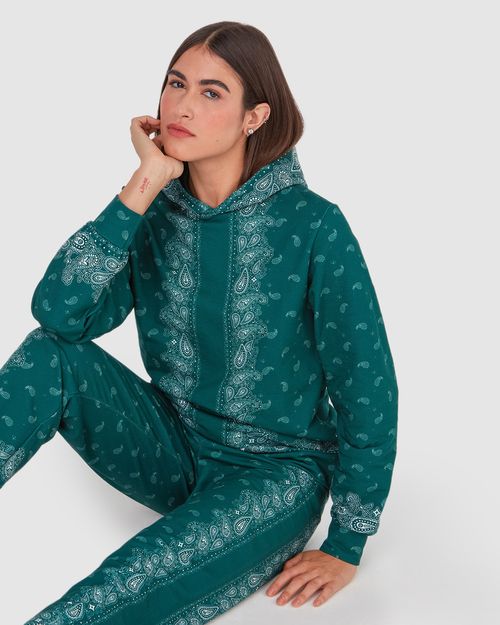 Blusão Feminino Estampa Paisley Em Moletom Sem Flanela