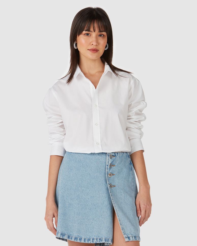 Camisa Tradicional Unissex Manga Longa Em Tricoline