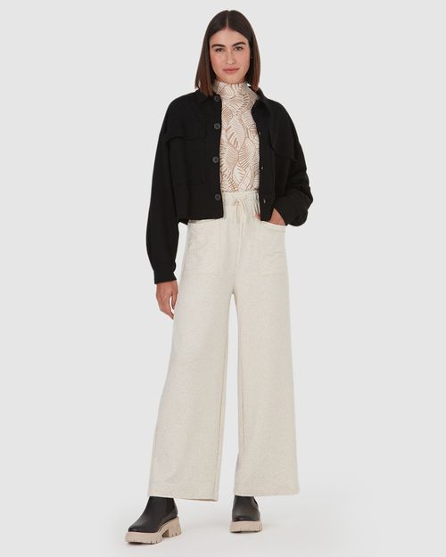 Jaqueta Cropped Feminina Manga Longa Ampla Em Moletom
