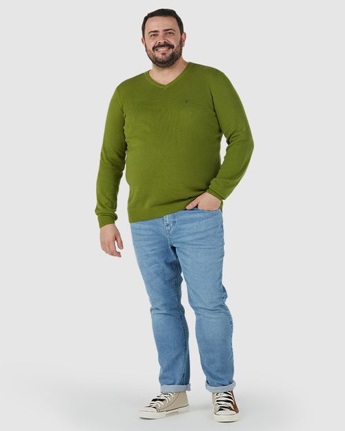 Suéter Básico Masculino Plus Size Decote V Em Tricô