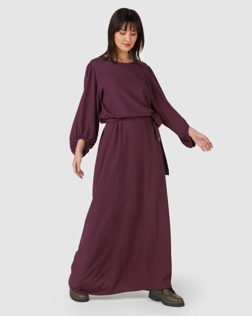 Vestido Longo Feminino Com Faixa Em Viscose