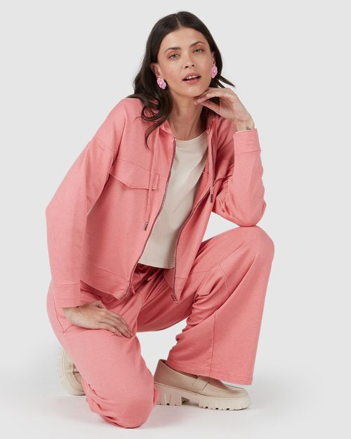 Jaqueta Feminina Lapelas Frontais Em Moletom Stretch Viscolinho