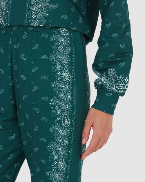 Calça Jogger Feminina Paisley Em Moletom Flanelado