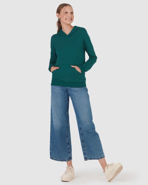 Blusão Básico Feminino Com Capuz Moletom Stretch Flanelado