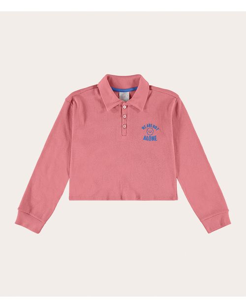 Blusa Infantil Menina Gola Polo Em Ribana Malwee Kids