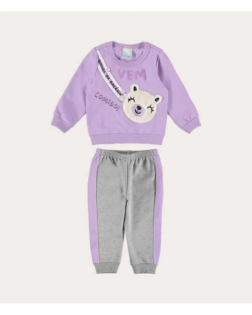 Conjunto Infantil Menina Ursinho Aplique Pelúcia Malwee Kids