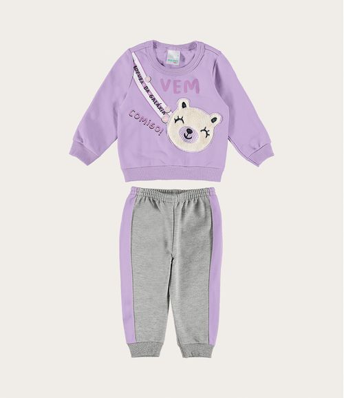 Conjunto Infantil Menina Ursinho Aplique Pelúcia Malwee Kids