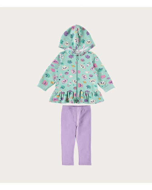 Conjunto Infantil Menina Em Moletom Stretch Flanelado Malwee Kids