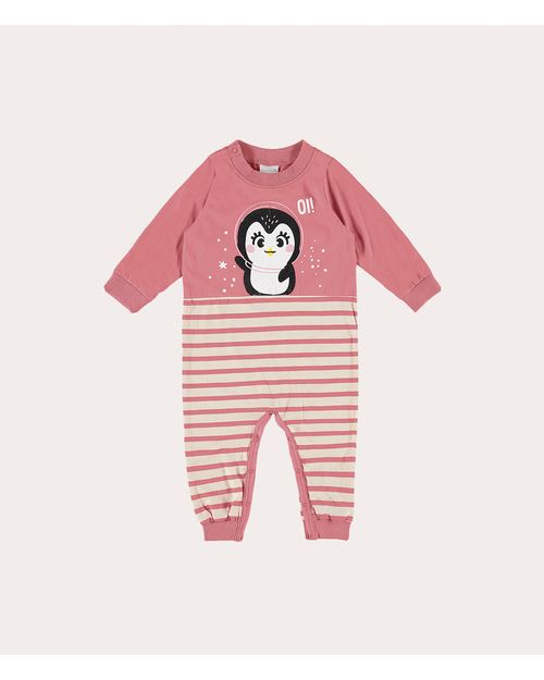 Macacão Infantil Unissex Pinguim Em Algodão Malwee Kids
