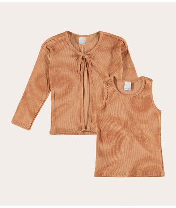 Conjunto Infantil Menina Cardigan Em Ribana Malwee Kids