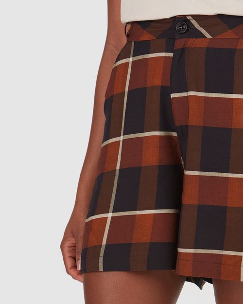 Shorts Feminino Amplo Xadrez Em Viscose