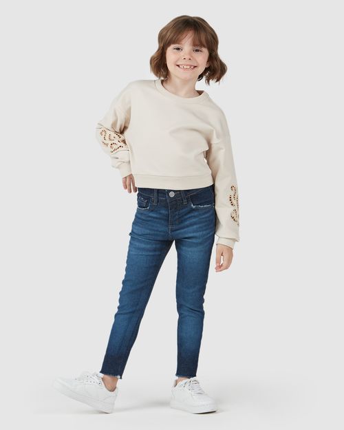 Blusão Infantil Menina Manga Bordada Em Moletom Stretch Malwee Kids