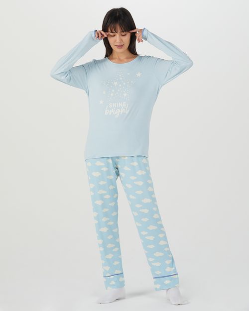 Pijama Feminino Manga Longa Shine Bright Em Viscose