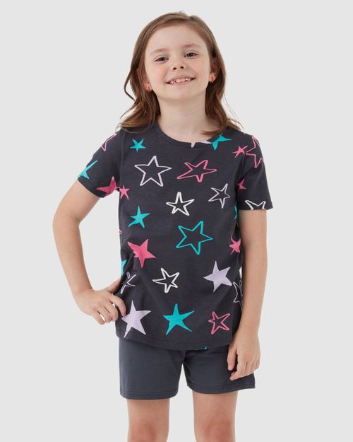 Pijama Infantil Menina Estrelas Em Algodão Malwee Kids