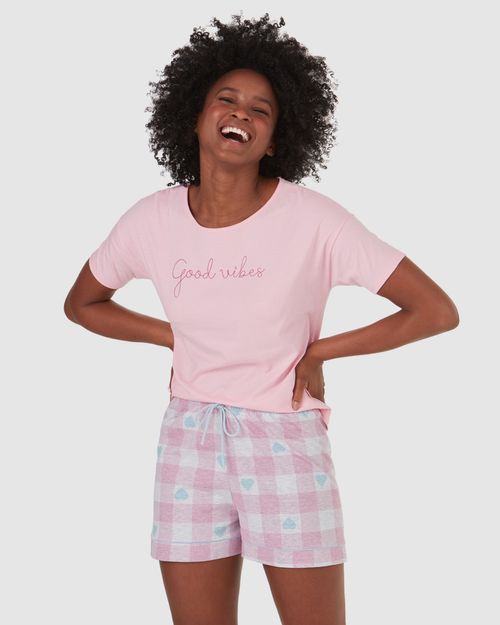 Pijama Feminino Good Vibes Em Algodão