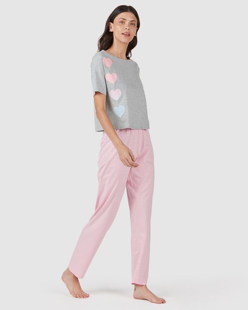 Pijama Feminino Corações Em Algodão