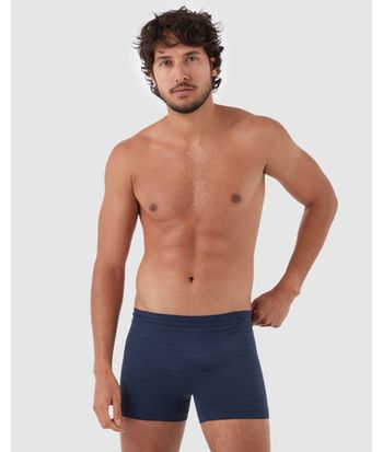 Cueca Boxer Listrada Sem Costura Em Poliamida