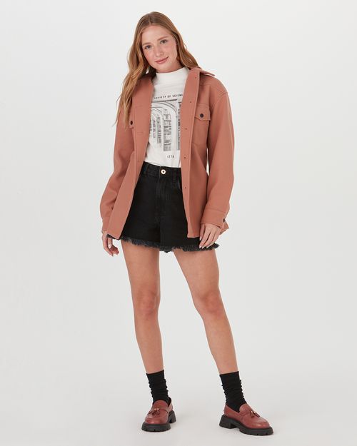 Shorts Linha A Barra Desfiada Em Jeans 100% Algodão