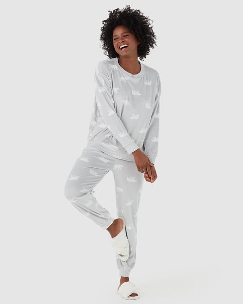 Pijama Feminino Ursos Em Plush Poliéster