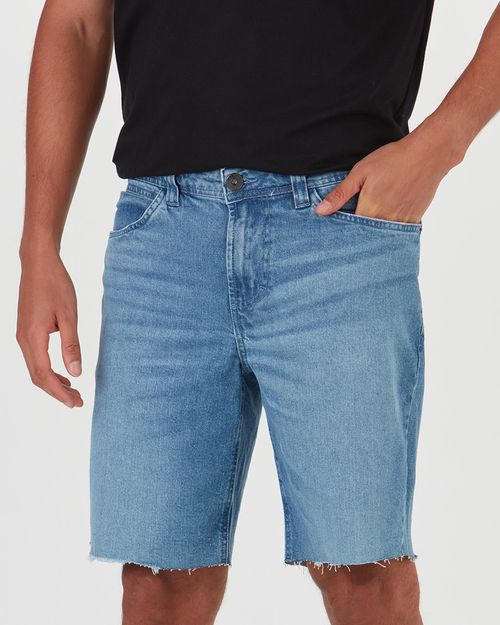 Bermuda Slim Masculina Em Jeans Com Elastano