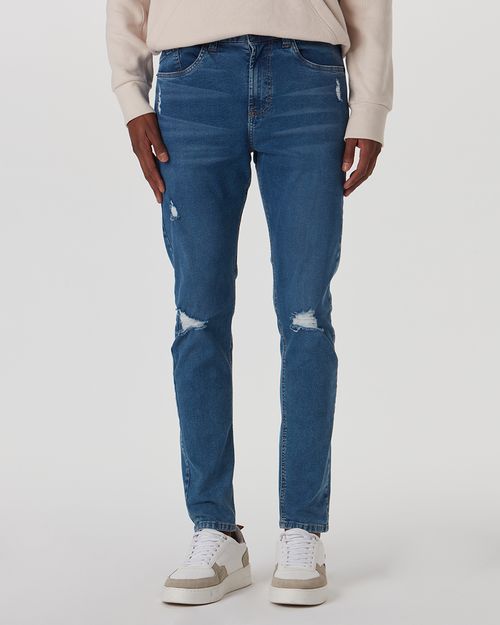 Calça Masculina Skinny Tape Cintura Média Em Flex Jeans