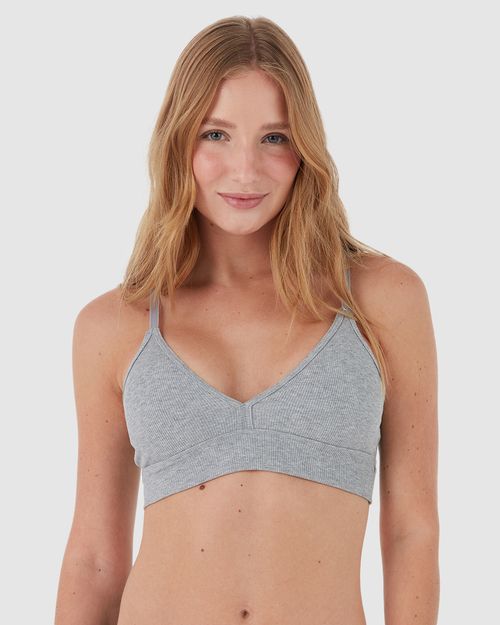 Top Triangular Feminino Bojo Removível Em Malha Canelada