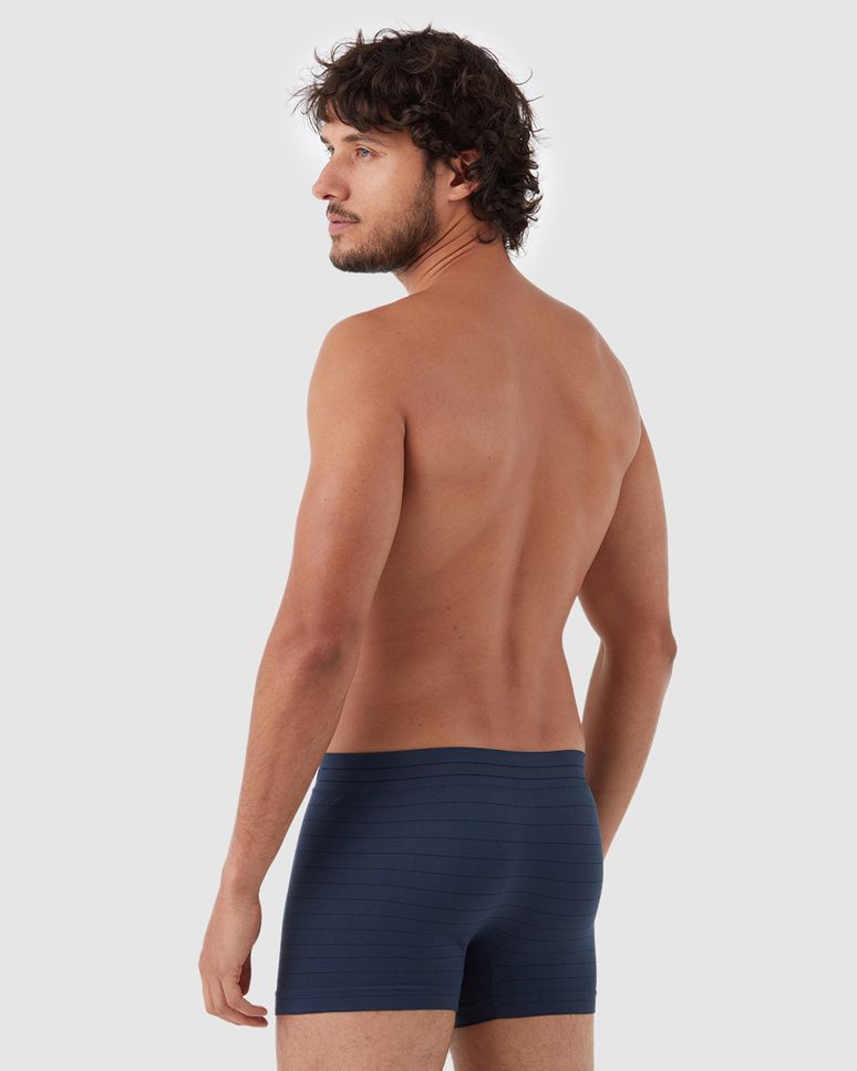 Cueca Boxer Listrada Sem Costura Em Poliamida