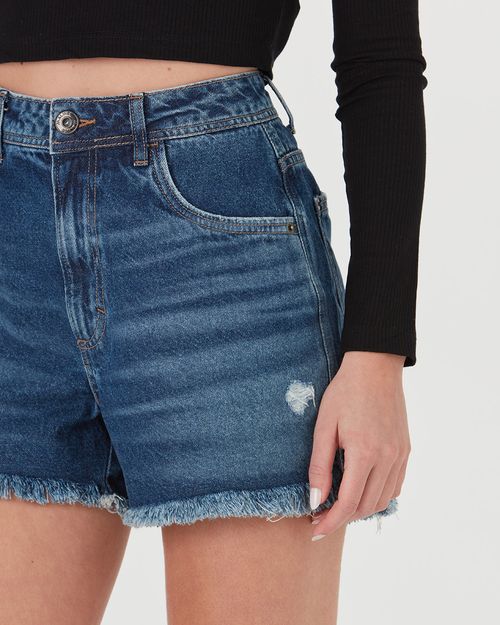 Bermuda Feminina Boyfriend Fenda Lateral Em Jeans 100% Algodão