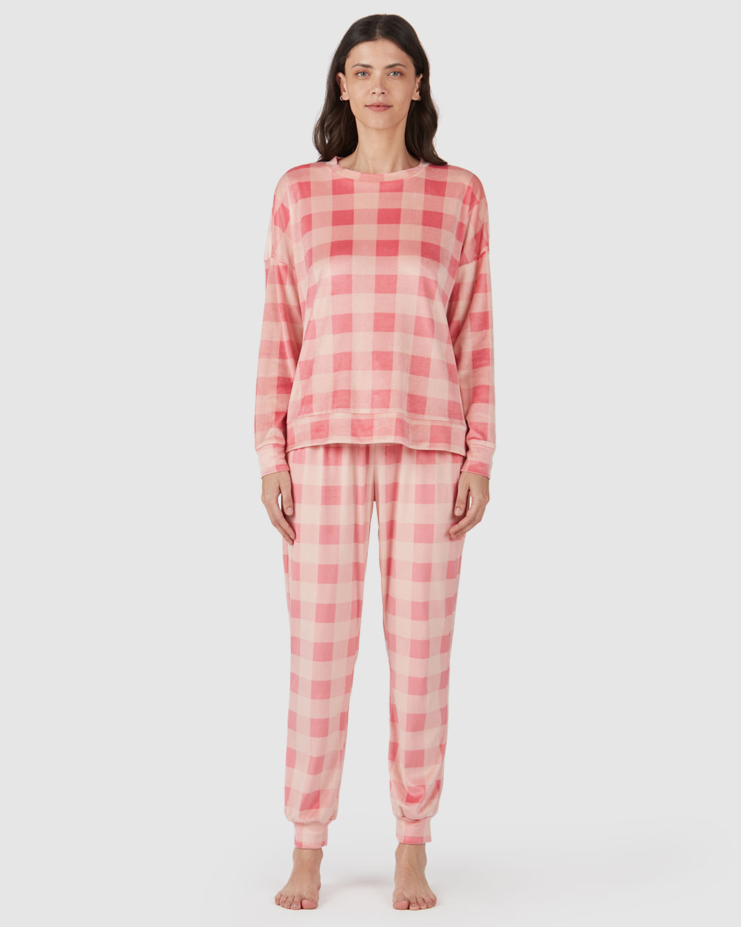 Pijama Xadrez Rosa – Margata