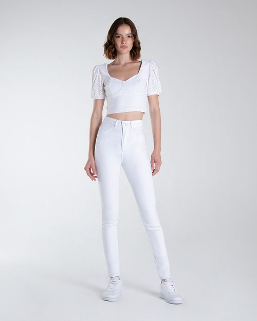 Calça Feminina Skinny Cintura Alta Em Sarja Com Elastano - ENFIM