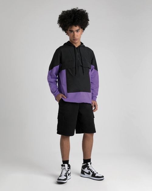 Bermuda Masculina Loose Fit Bolso Cargo Em Sarja Com Elastano - ENFIM