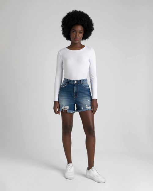 Shorts Feminino Boyfriend Barra Desfiada Em Jeans  - ENFIM