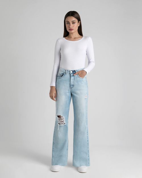 Calça Feminina Reta Anos 90 Em Jeans 100% Algodão  - ENFIM