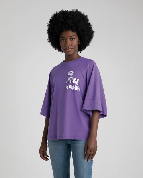 T-Shirt Oversized Feminina The Future Is Yours Em Algodão  - ENFIM