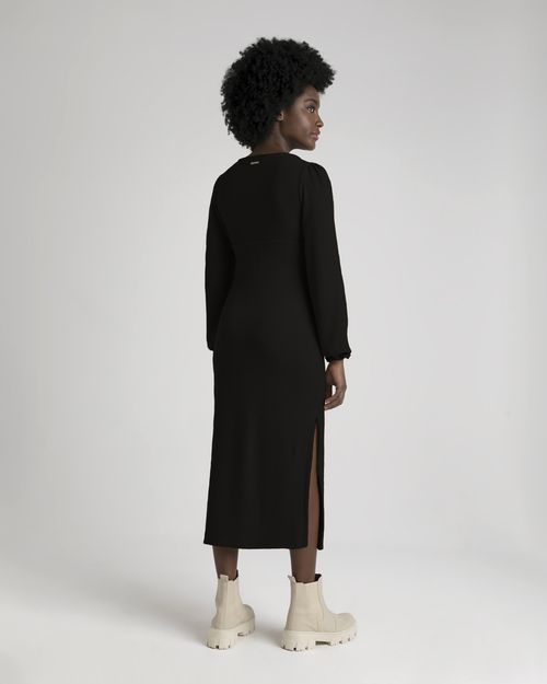 Vestido Midi Feminino Com Fenda Em Malha Texturizada - ENFIM