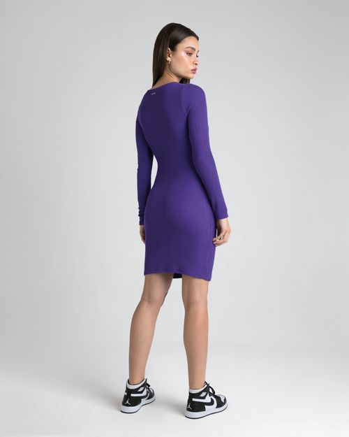 Vestido Justo Feminino Abertura Ombro Em Malha Canelada - ENFIM