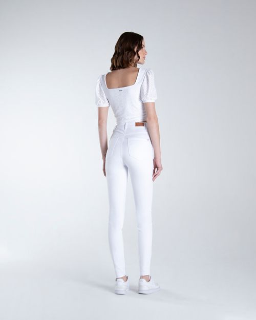 Calça Feminina Skinny Cintura Alta Em Sarja Com Elastano - ENFIM