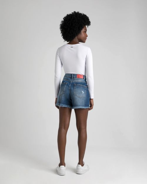 Shorts Feminino Boyfriend Barra Desfiada Em Jeans  - ENFIM