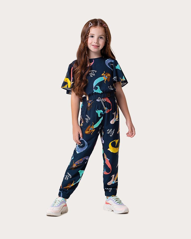 Conjunto Infantil Menina A Pequena Sereia Disney Em Viscose Malwee Kids