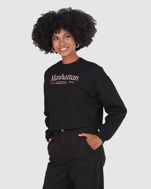 Blusão Cropped Feminino Manhattan Em Moletom Flanelado