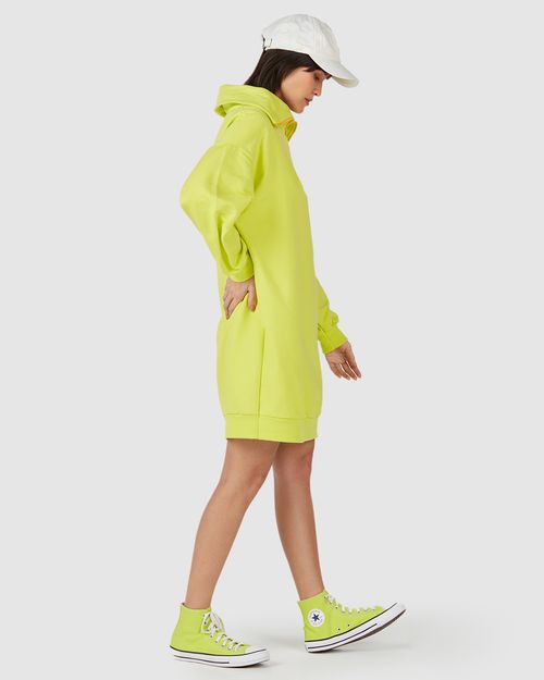 Vestido Feminino Decote Com Zíper Em Moletom Flanelado