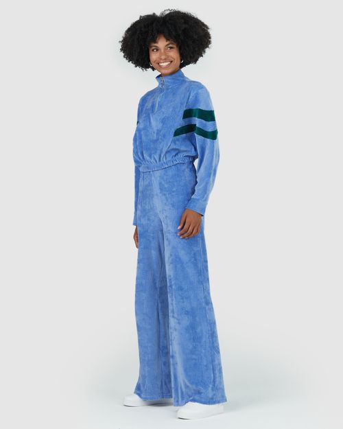 Calça Wide Leg Feminina Em Plush Canelado