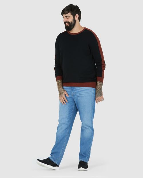 Suéter Bicolor Masculino Plus Size Em Tricô
