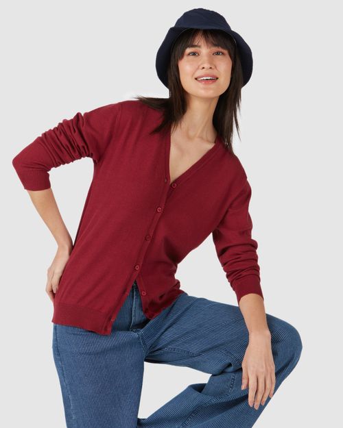 Cardigan Básico Feminino Decote V Em Tricô